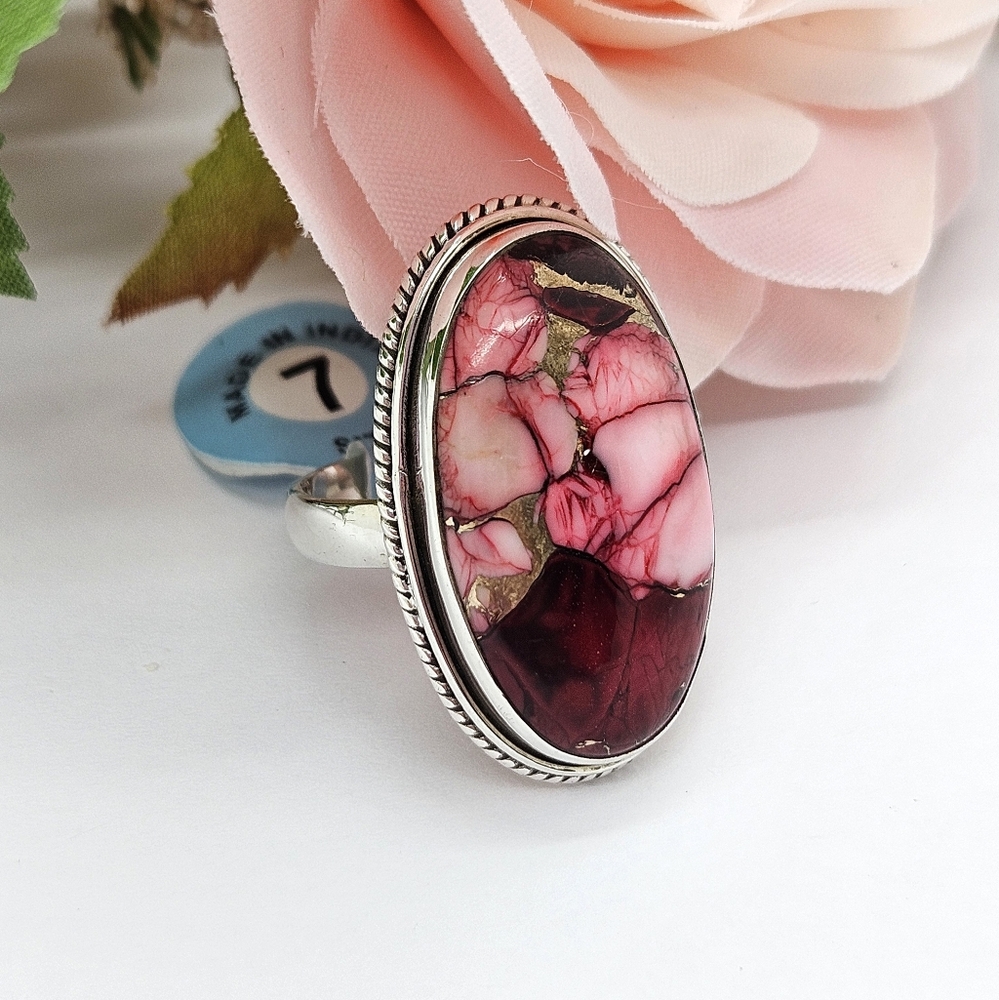 Red Rose Dahlia Gemstone Ring